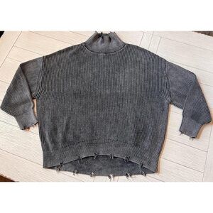 Young Fabulous & Broke distressed wash black grey sweater